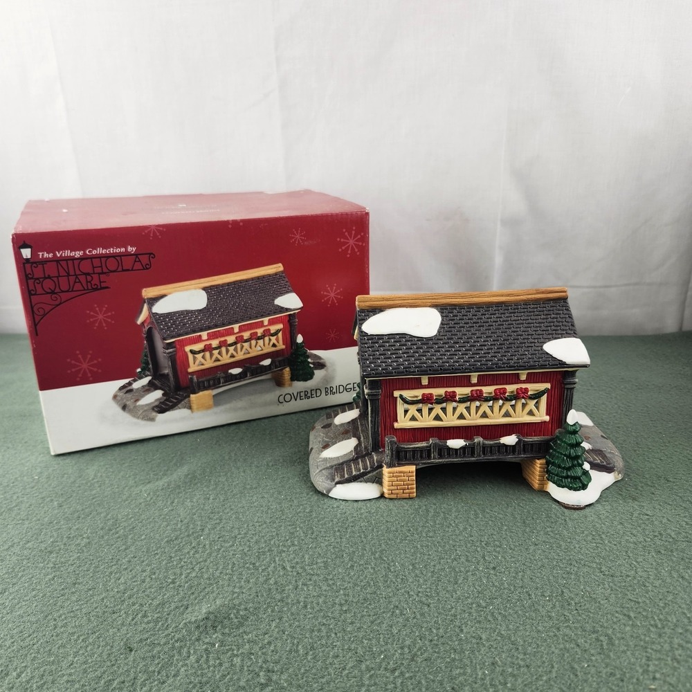 St Nicholas Square Covered Bridge 1997 Christmas Village Vintage Retired